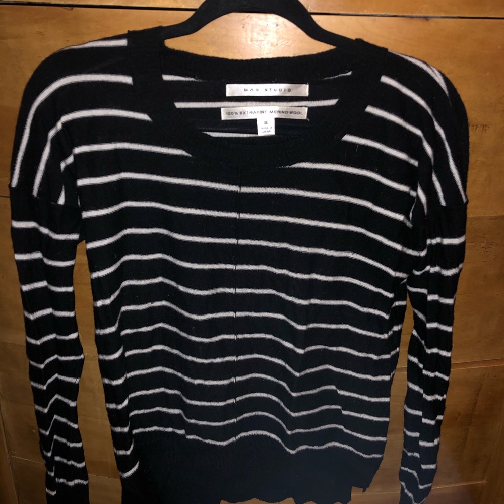 Black and White Stripe Max Studio Sweater
